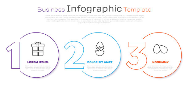 套装线礼盒，破蛋和复活节蛋。业务信息模板。向量图片下载