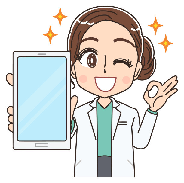 穿着白大褂的漂亮医生。她使用智能手机。图片下载