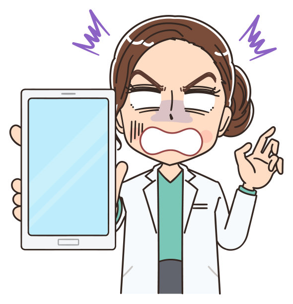 穿着白大褂的漂亮医生。她使用智能手机。图片下载