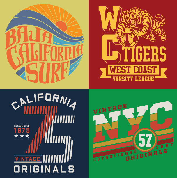 复古t恤图案套装图片下载