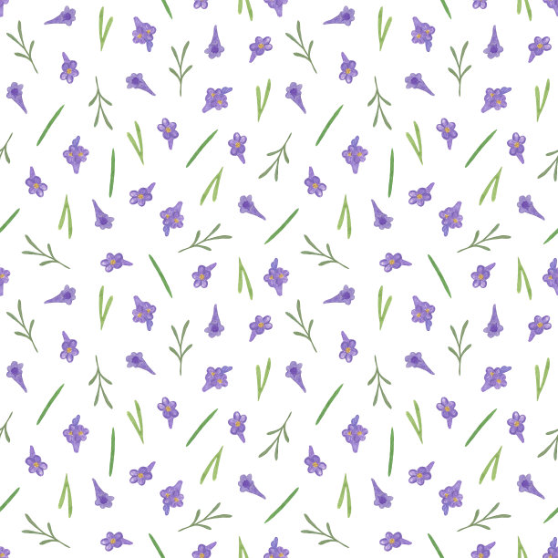 精致的薰衣草花重复图案，水彩插画浪漫象征夏日假期在法国普罗旺斯无缝装饰制作礼品纸，请柬，纺织品图片下载