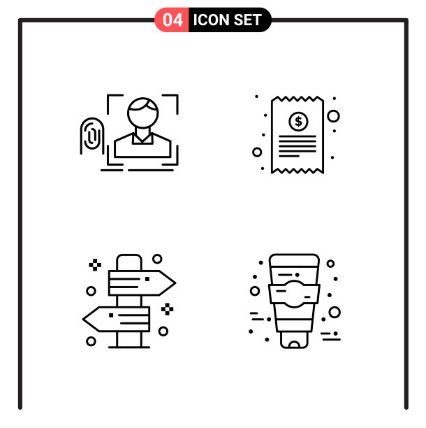为网页和移动设置4个线条样式图标图片下载