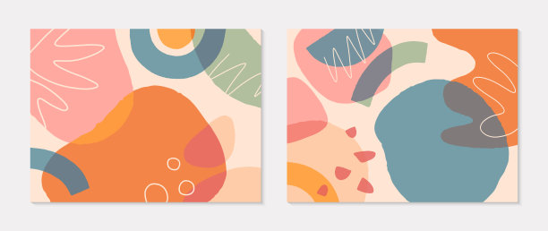 一套现代向量拼贴与手绘有机形状，纹理和图形元素图片下载