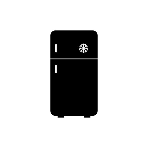 黑色冰箱图标孤立在白色背景图片下载