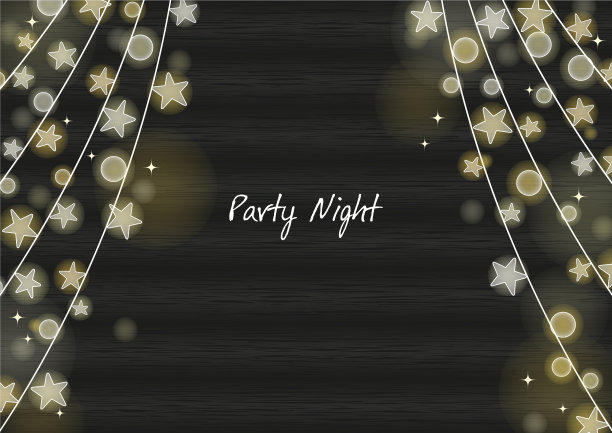 黑色木制背景上的星光派对灯图片下载