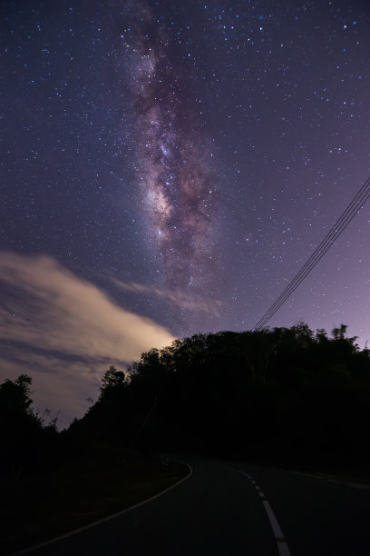 令人惊叹的黑暗天空和清澈美丽的银河系，美丽的银河系在婆罗洲，长曝光照片，有纹理。图像包含一定的纹理或噪声和软焦点。图片下载