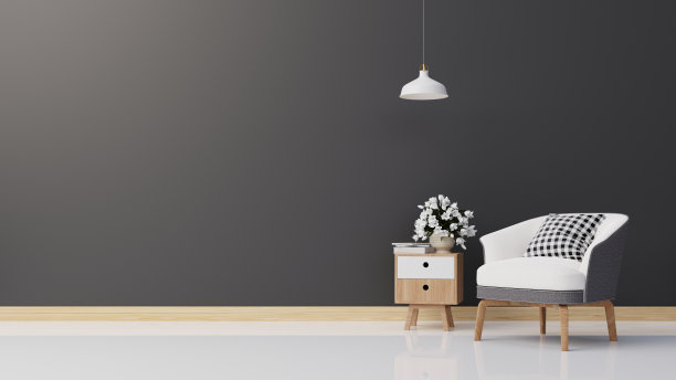 室内海报模拟客厅与彩色白色沙发。3 d渲染。图片下载