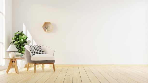 室内海报模拟客厅与彩色白色沙发。3 d渲染。图片下载