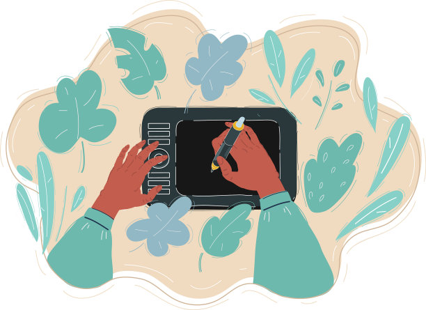 在平板数码仪和人手上绘图图片下载