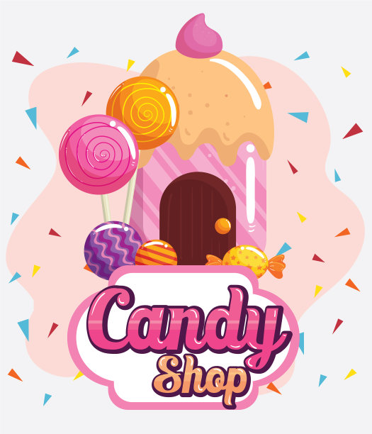 海报糖果店和纸杯蛋糕屋的美味图片下载