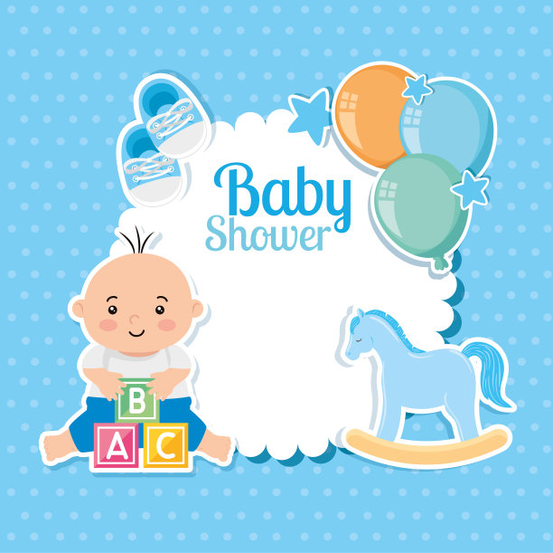 有宝宝和装饰的沐浴卡图片下载