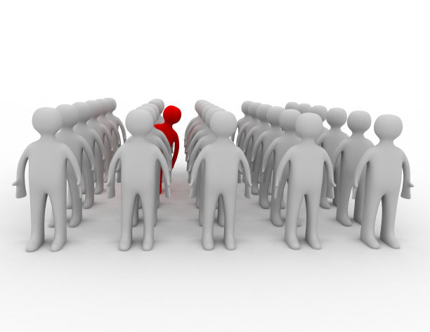 很多人排成一排，但有一个人的行为不同图片下载