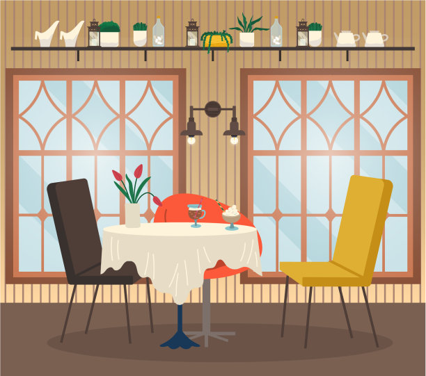 咖啡馆内景与咖啡无人去处图片下载