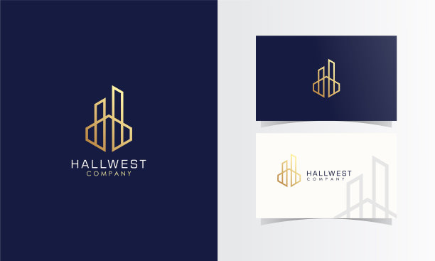 H金雕现代标志与名片图片下载