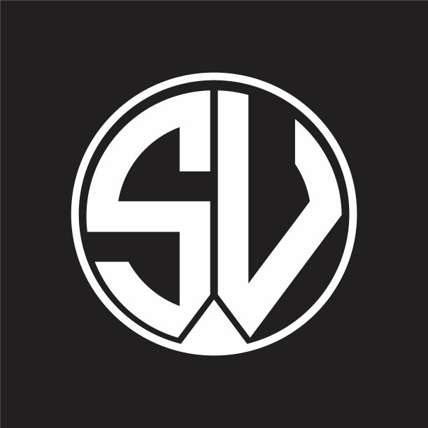 Sv标志字母圆与片丝带风格图片下载
