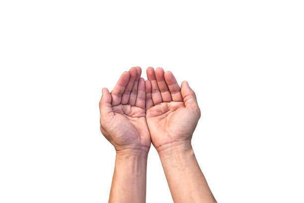 两名男子的双手孤立在白色背景上图片下载