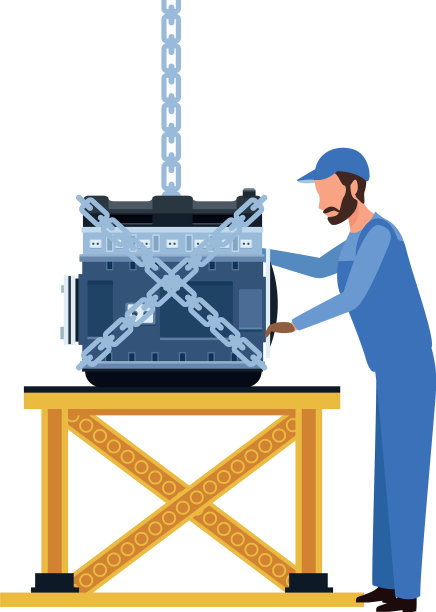 机械师站在车上监督汽车引擎图片下载