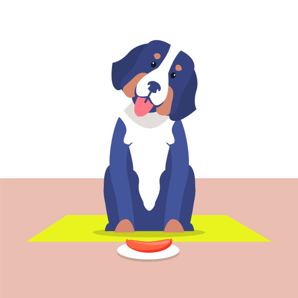 可爱的狗与长耳朵和白色项圈向量图片下载