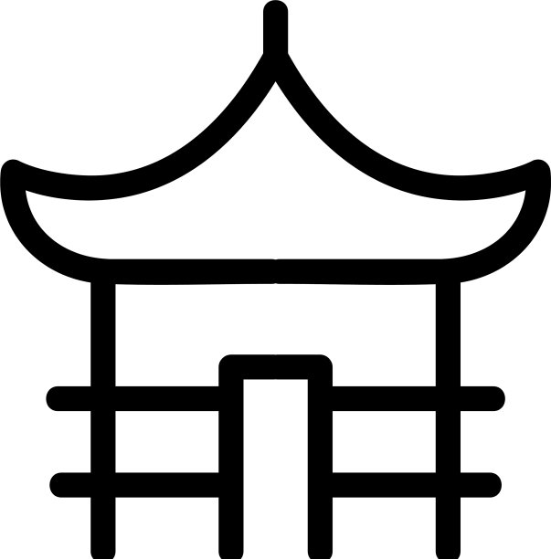 传统建筑图标孤立轮廓图片下载