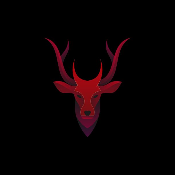 矢量插图令人敬畏的鹿梯度彩色风格。图片下载