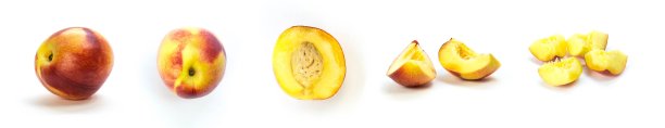 一组切好的油桃。关闭了。孤立在白色背景上图片下载