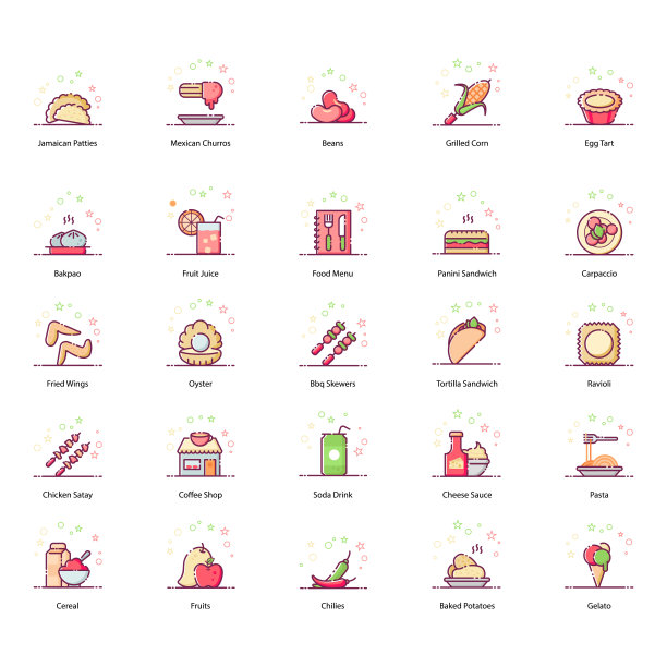 减肥食品和饮料扁平图标包图片下载