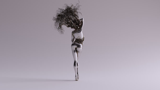 银色性感女人糟糕发型日图片下载