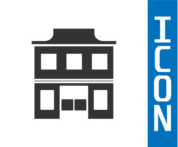 灰色狂野西部沙龙图标孤立在白色图片下载