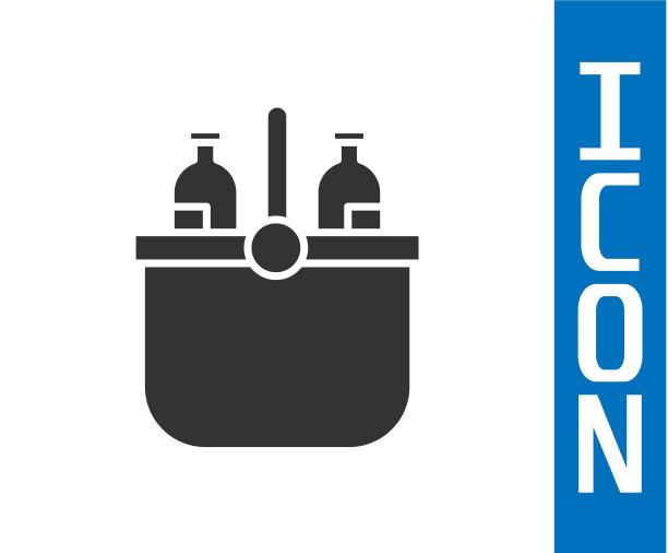 灰色冷却器袋和水图标孤立在白色图片下载