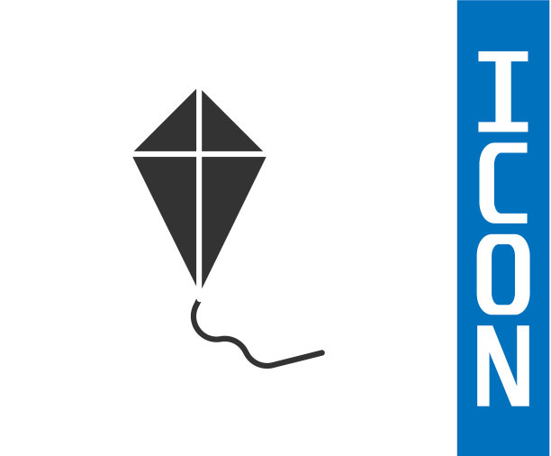 灰色风筝图标孤立在白色背景图片下载