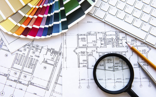 建筑师工作场所俯视图图片下载