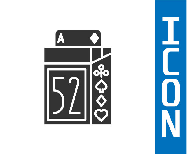 灰色牌组扑克牌图标孤立在白色上图片下载