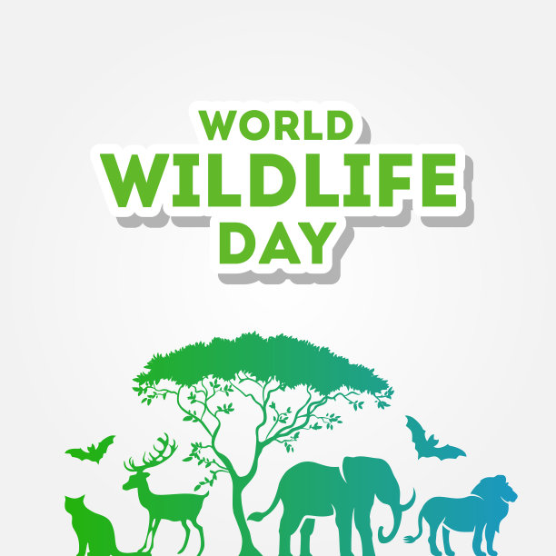 世界野生动物日的横幅或背景设计图片下载