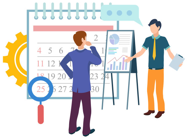 老板和助手日历和齿轮图片下载
