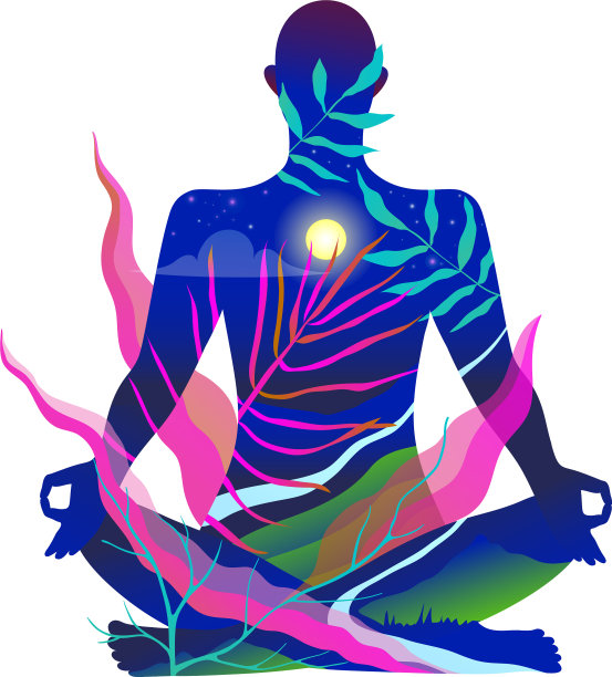 人体形体瑜伽和自然冥想图片下载