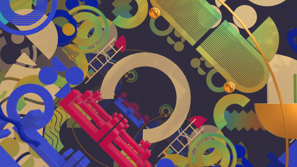 平面风格3D几何体图片下载