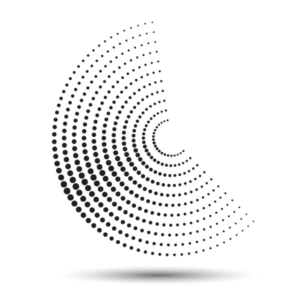 半色调圆点呈圆形。圆形标志或图标。矢量点阵作为设计元素图片下载