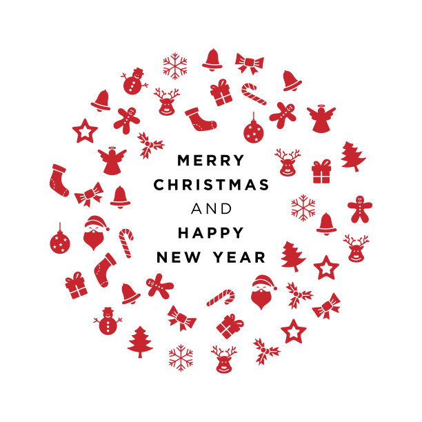 圣诞快乐和新年前夕快乐贺卡矢量模板插图设计。向量EPS 10。图片下载