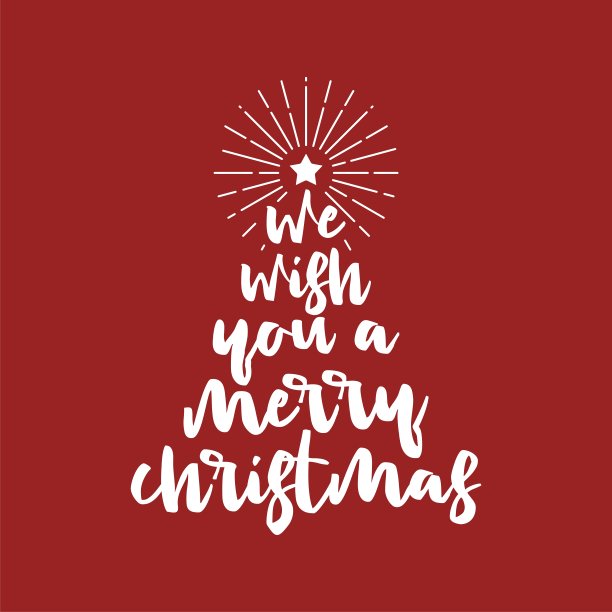 圣诞快乐卡片书法树字母矢量模板插图设计。向量EPS 10。图片下载