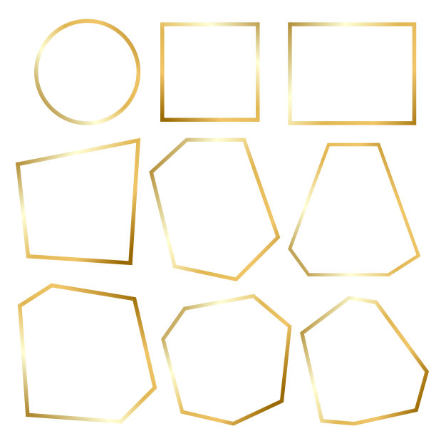 白色元素上的金色渐变边框，stock vector插图图片下载