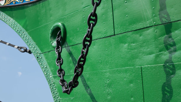 船上锚用黑链，特写图片下载