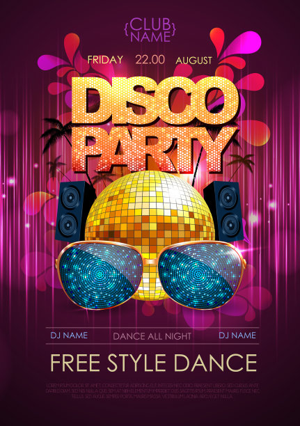迪斯科背景。迪斯科晚会海报图片下载