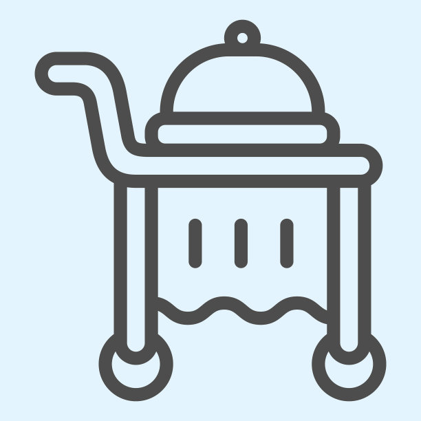 客房服务线图标餐盘推车在轮子上图片下载