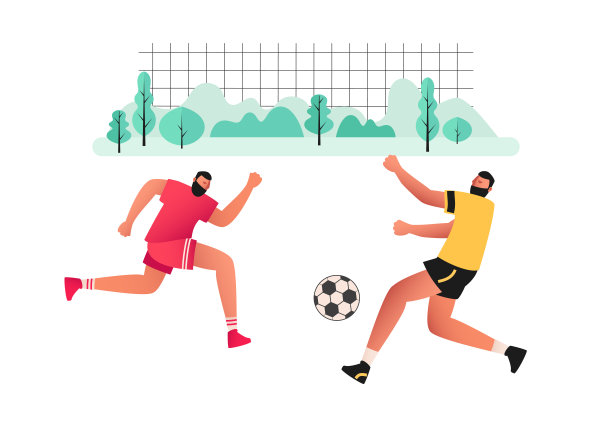 球员用脚传球。足球是由两个队的对手踢的。受欢迎的运动。矢量图图片下载