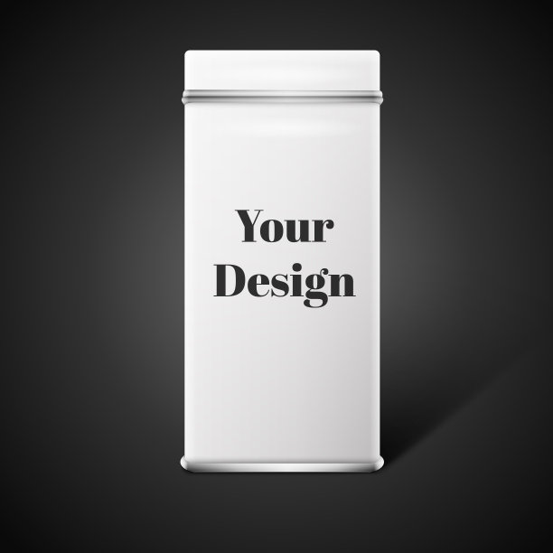 矢量对象。白色方形锡包装。茶、咖啡、干货图片下载