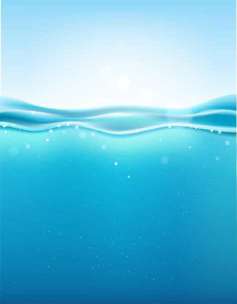 海洋景观水下空间。矢量插图与深水下海洋场景。背景与现实水面。矢量图图片下载