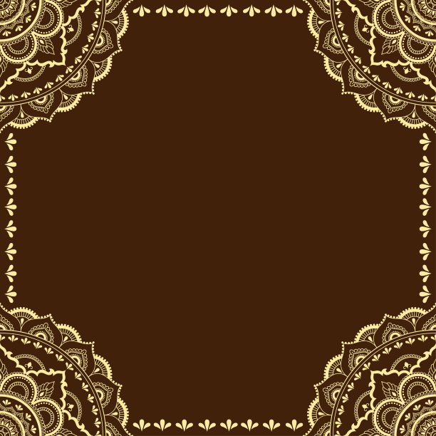 东方传统的框架。用指甲花纹身装饰图案装饰封面为书籍，笔记本，棺材，杂志，明信片和文件夹。曼海蒂风格的花曼陀罗。图片下载