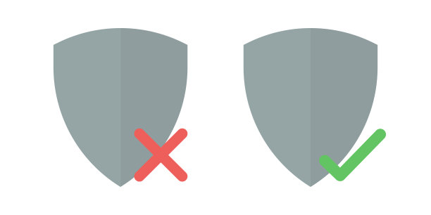 盾牌检查标记和十字标记图标集。平面矢量概念插图图片下载