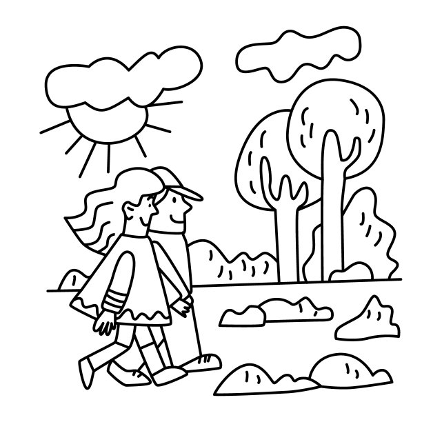 情侣在公园散步图片下载