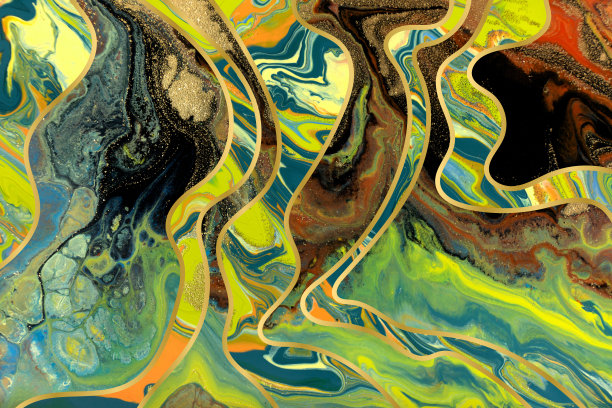 大理石蓝色抽象背景。液体大理石模式。图片下载